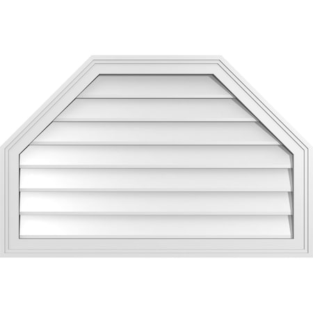 Ekena Millwork Octagonal Top Surface Mount PVC Gable Vent w/ 2"W x 1-1/2"P Brickmould Frame, 34"W x 22"H GVPOT34X2202SN
